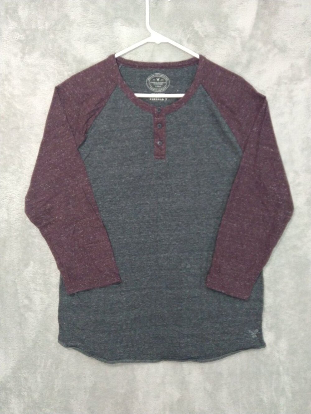 American Eagle Shirt Mens Large Gray Henley Long Sleeve Vintage Fit Casual